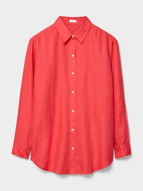 Aritzia Little Moon Sail Linen Shirt in Cherry Red NWT